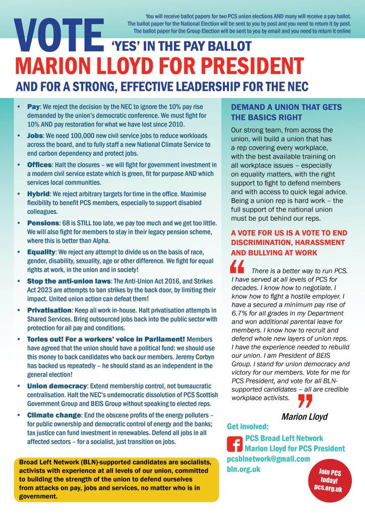 NEC Elections 2024 PCS Broad Left Network